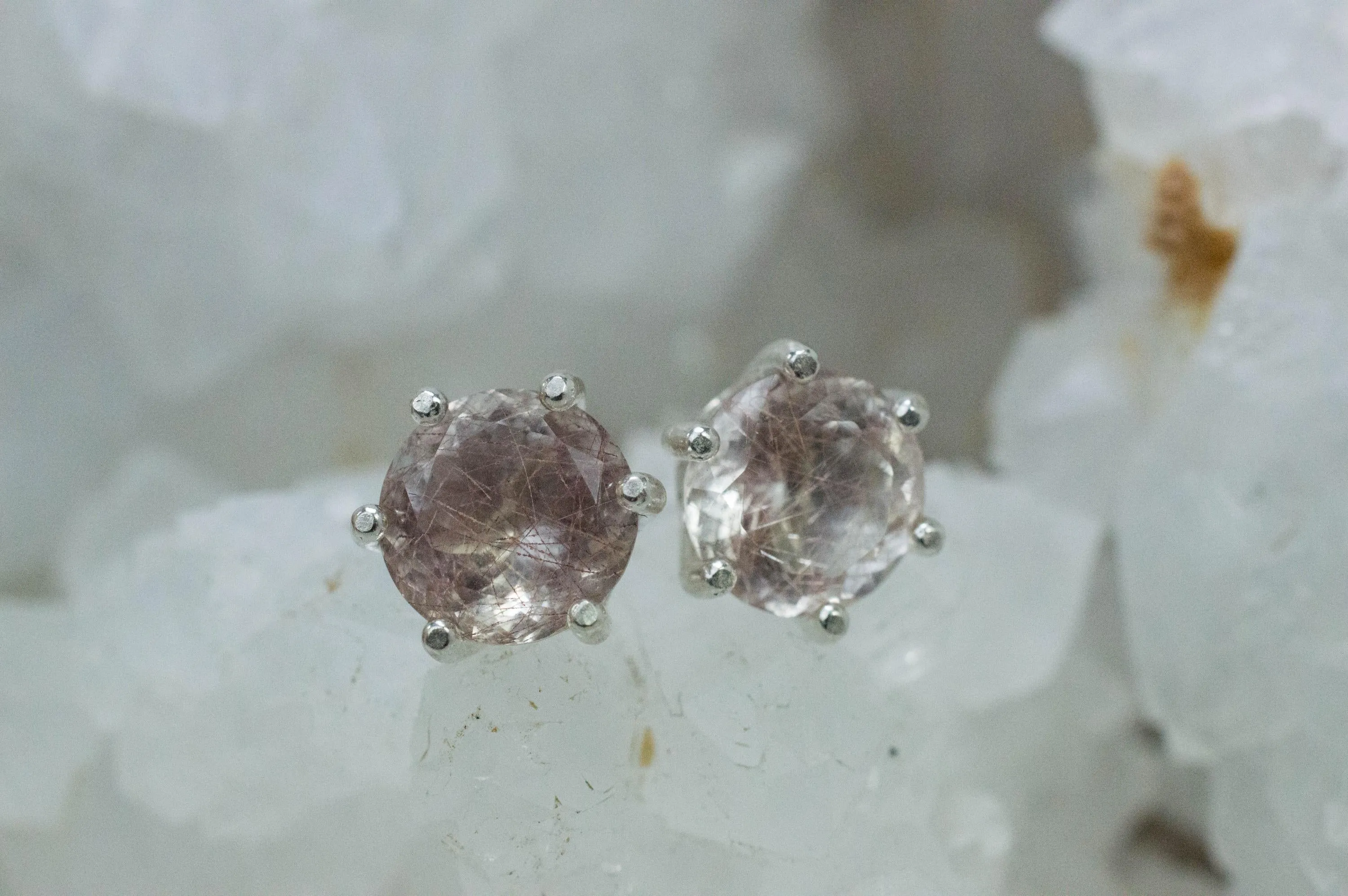 Rutilated Quartz Earrings; Natural Untreated Brazil Rutile Quartz; 3.455cts