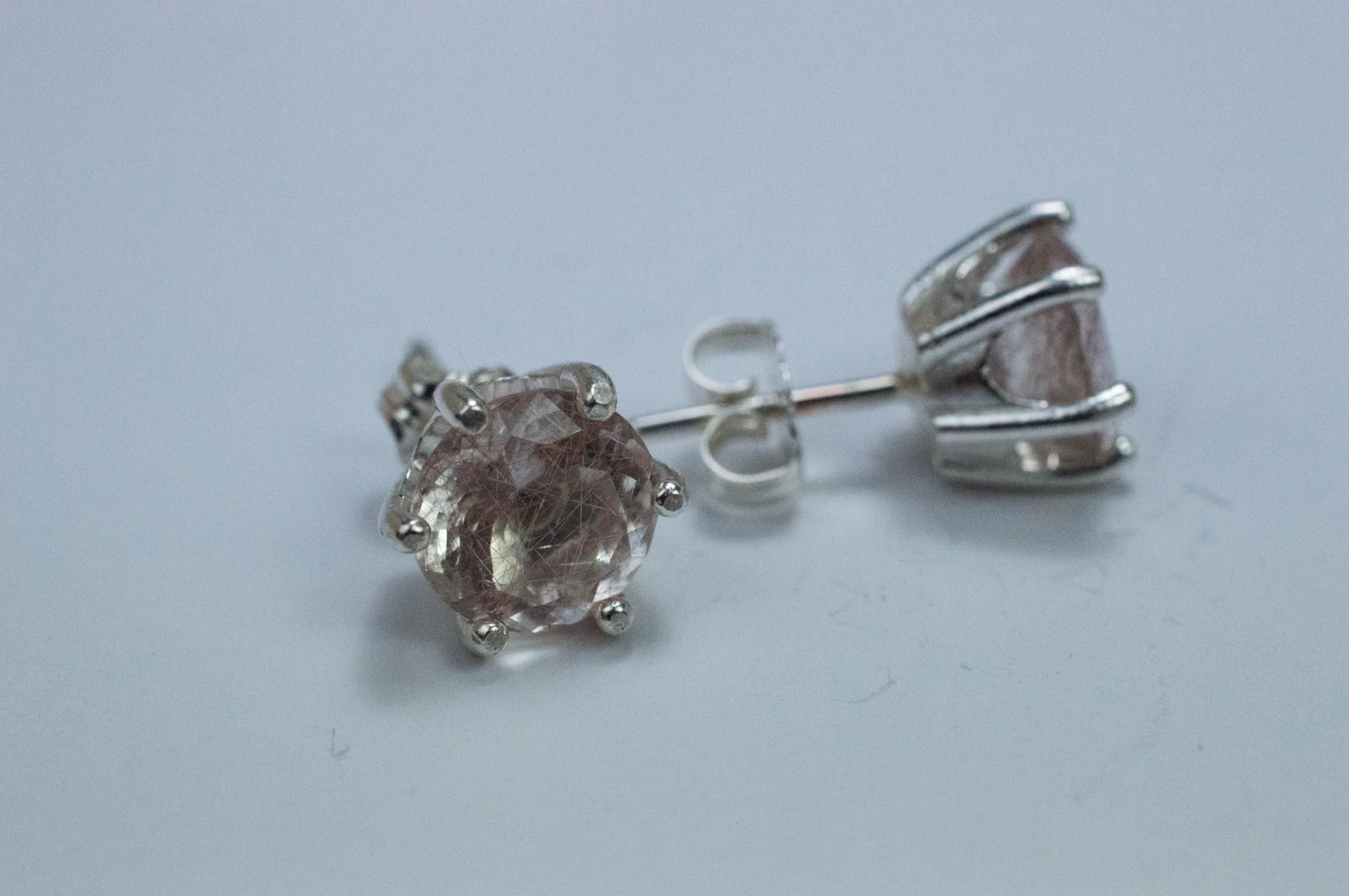 Rutilated Quartz Earrings; Natural Untreated Brazil Rutile Quartz; 3.455cts