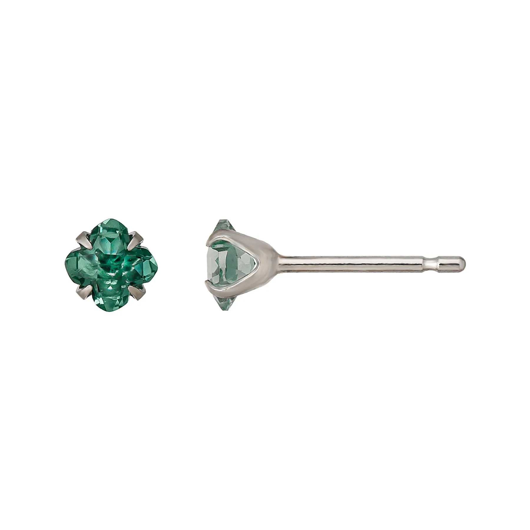 [Second Earrings] Platinum Lily Cut Green Quartz Earrings
