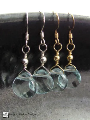 The Gold or Silver And Light Blue Quartz Mini Drop Earrings