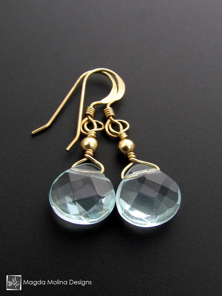 The Gold or Silver And Light Blue Quartz Mini Drop Earrings