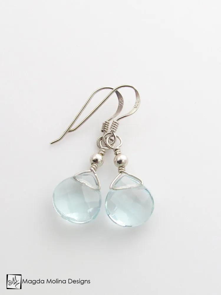 The Gold or Silver And Light Blue Quartz Mini Drop Earrings