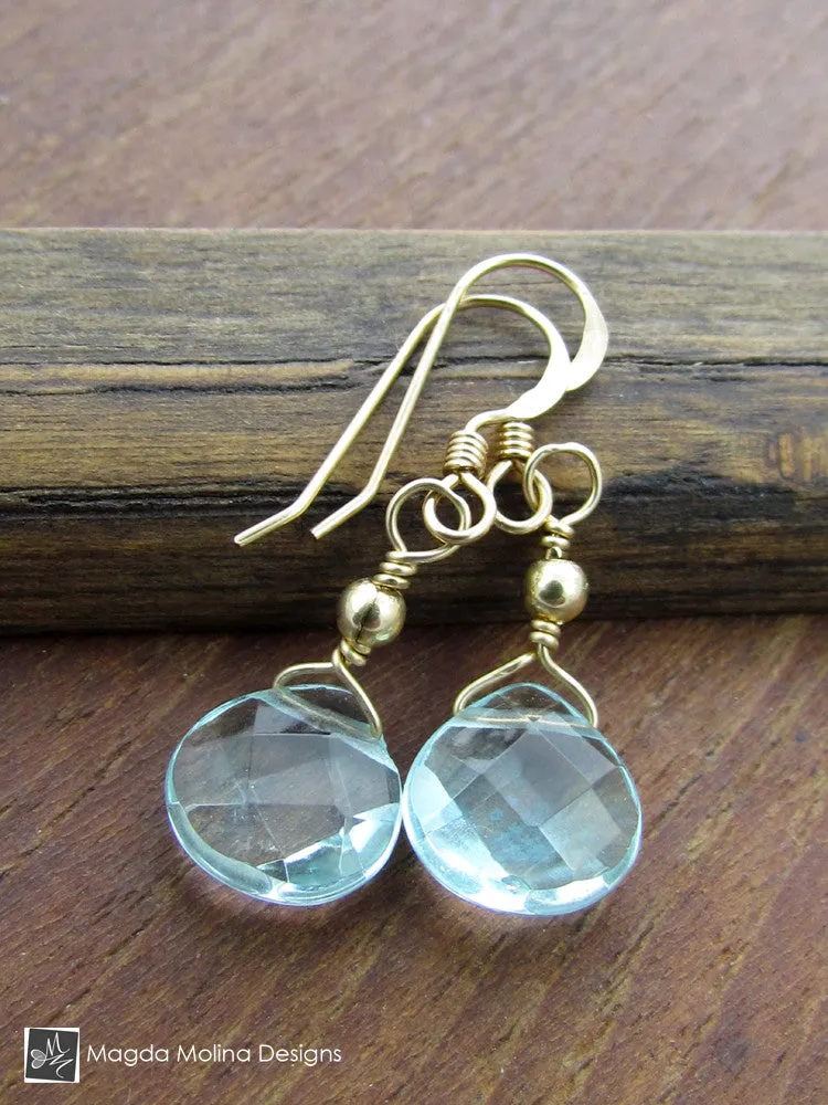 The Gold or Silver And Light Blue Quartz Mini Drop Earrings