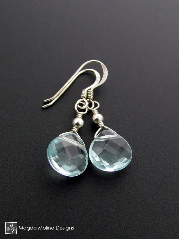 The Gold or Silver And Light Blue Quartz Mini Drop Earrings
