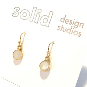 Tiny Rainbow Moonstone & Gold Vermeil Bezeled Earrings