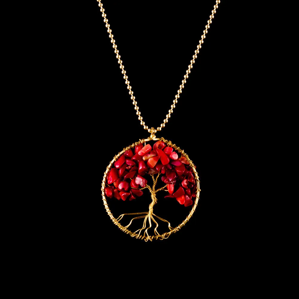 Tree of Life Necklace - Red Coral - Small