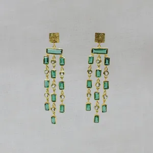 Triple Row Gemstone Chandelier Earrings