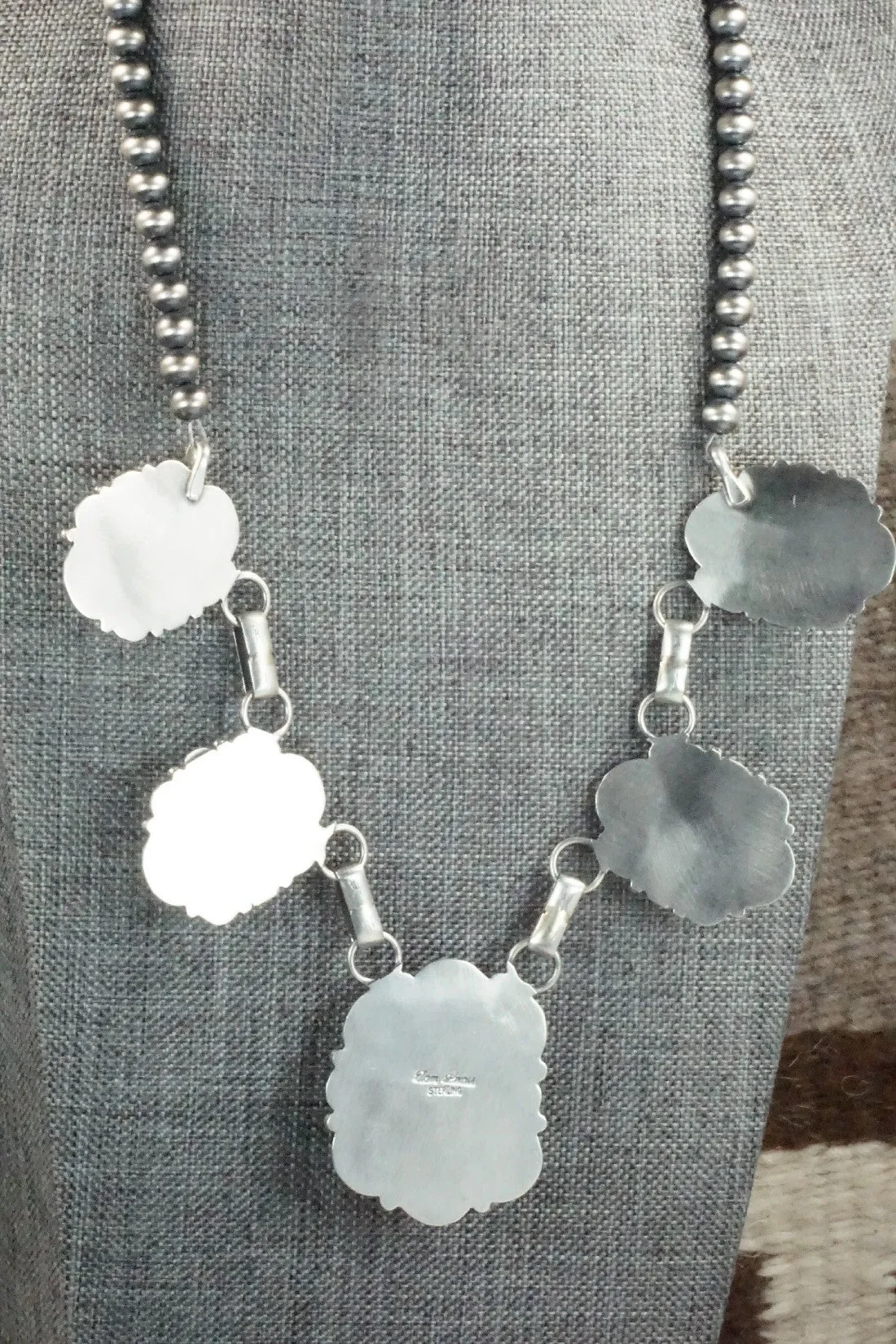 Turquoise, Coral & Sterling Silver Necklace and Earrings Set - Tom Lewis