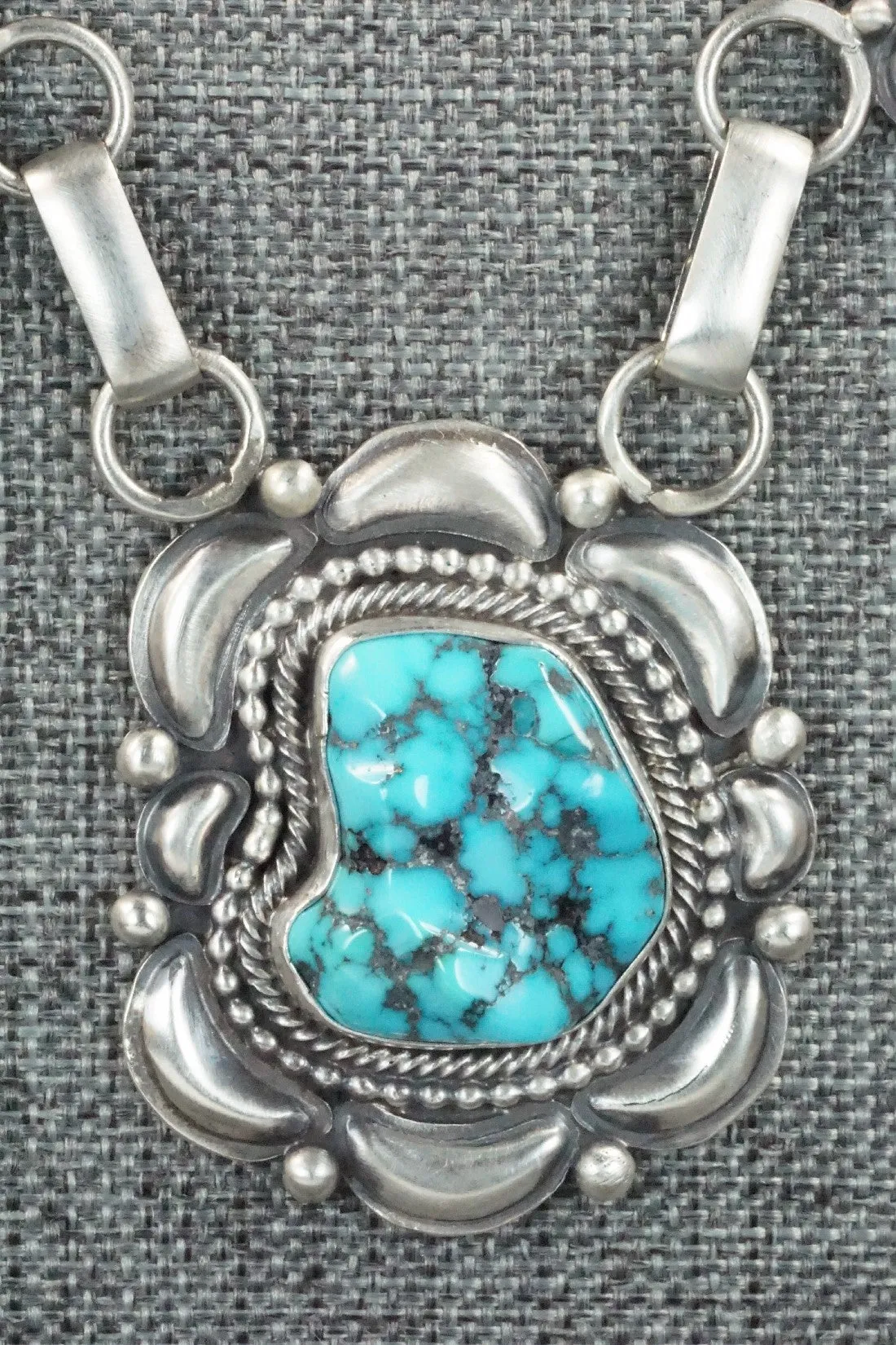 Turquoise, Coral & Sterling Silver Necklace and Earrings Set - Tom Lewis